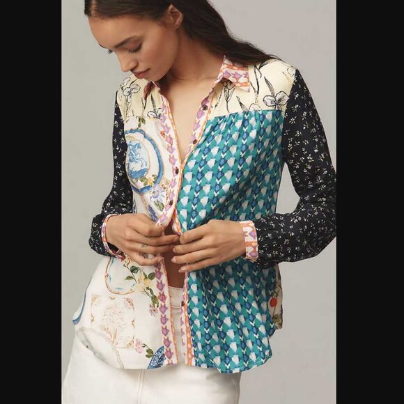 Anthropologie Tops - New S Maeve x Anthropologie Paz contrast button down shirt blouse purple